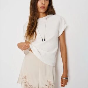 NWT Reformation Fern Satin Lace Short Almond Small